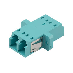 经济型光纤耦合器，LC，双工多模 天蓝色，塑料一体式机身，PEI 夹，陶瓷套管，带法兰的图片