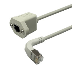 超5类屏蔽式网络延长线缆，安装法兰至直角下出线 RJ45连接器，0.5m的图片