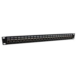 1.75"x19" (1U) 24 Port Category 5e Shielded Feed-Thru Coupler panel with Cable Manager的图片