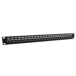1.75"x19" (1U) 24 Port Category 6 Shielded Feed-Thru Coupler panel with Cable Manager的图片