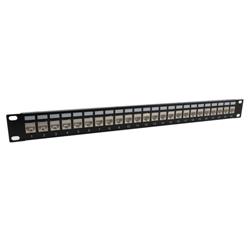 1.75"x19" (1U) 24 Port Low Profile Category 6 Shielded Feed-Thru Mini-Coupler panel w/Cable Manager的图片
