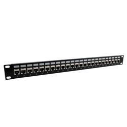 1.75"x19" (1U) 24 Port Category 6a Shielded Feed-Thru Coupler panel with Cable Manager的图片