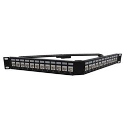 1.75"x19" (1U) 24 Port  Low Profile Category 5e Feed-Thru Mini-Coupler V-Panel with Cable Manager的图片