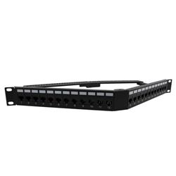 1.75"x19" (1U) 24 Port Category 6 Feed-Thru Coupler V-Panel with Cable Manager的图片