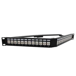 1.75"x19" (1U) 24 Port  Low Profile Category 6 Feed-Thru Mini-Coupler V-Panel with Cable Manager的图片