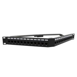 1.75"x19" (1U) 24 Port  Right Angle Category 5e Feed-Thru Coupler V-Panel with Cable Manager的图片