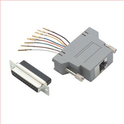 屏蔽式模块化适配器,DB25 母头 / RJ45 (8x8) 插座,50 μ / 0.762 μm 厚镀金层的图片