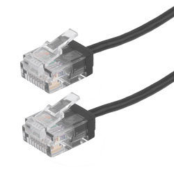 6类千兆级超细型以太网线缆组件，UTP，RJ45公头（插头），32AWG多股，2.6mm外径，CM阻燃级PVC，黑，7.0英尺（2.13米）的图片