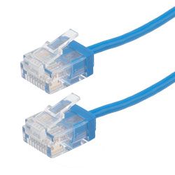 6类千兆级超细型以太网线缆组件，UTP，RJ45公头（插头），32AWG多股，2.6mm外径，CM阻燃级PVC，蓝，35.0英尺（10.67米）的图片