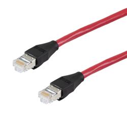 超6类屏蔽跳线，RJ45/RJ45，CMR阻燃，红，2米的图片