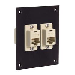 黑色通用子面板，带2个乳白色卡扣安装耦合器，RJ45K（8x8K）直通型的图片