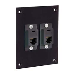 黑色通用子面板，带2个黑色卡扣安装耦合器，RJ12（6x6）直通型的图片
