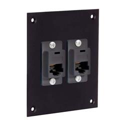 黑色通用子面板，带2个黑色卡扣安装耦合器，RJ45K（8x8K）直通型的图片