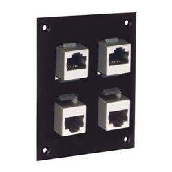 通用子面板，带4个超5类直角屏蔽式RJ45耦合器的图片