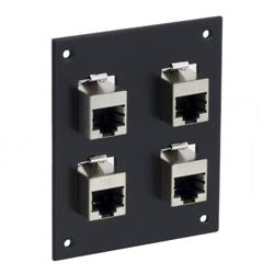 通用系列面板，带4个屏蔽超6类耦合器，RJ45直通布线的图片