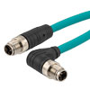 超6类M12 8针X编码SF/UTP工业级拖链线缆，90°直角型M12公头/M12公头，1米的图片