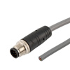 M12 8针IP67防护等级A编码户外级耐高温单头线缆组件，非屏蔽，24AWG，VW-1阻燃等级，PVC护套，公头/平切端，灰，2.0米的图片
